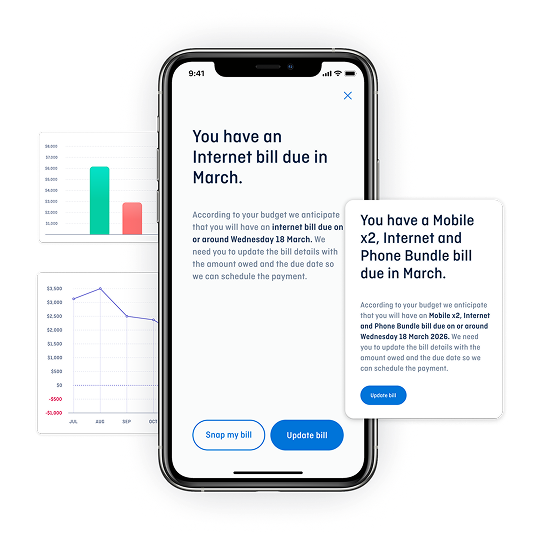 All-in-one MyBudget app showing upcoming bills, budget tracking, and payment reminders—smart tech helping Australians manage money in one simple app.