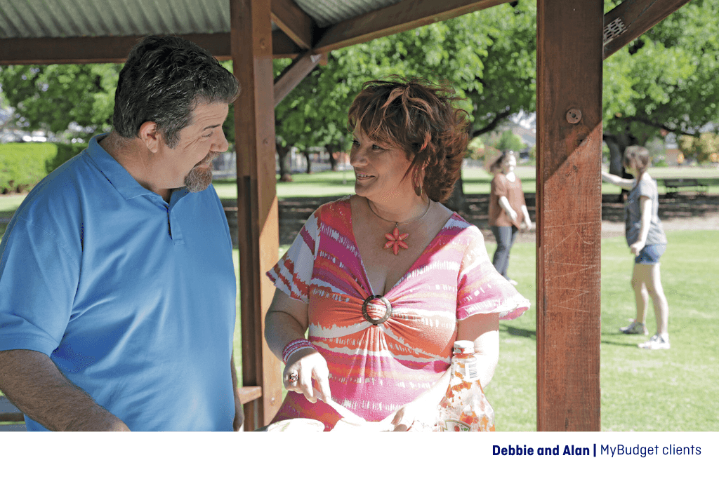 Debbie and Alan, MyBudget clients enjoying a family bbq at the park