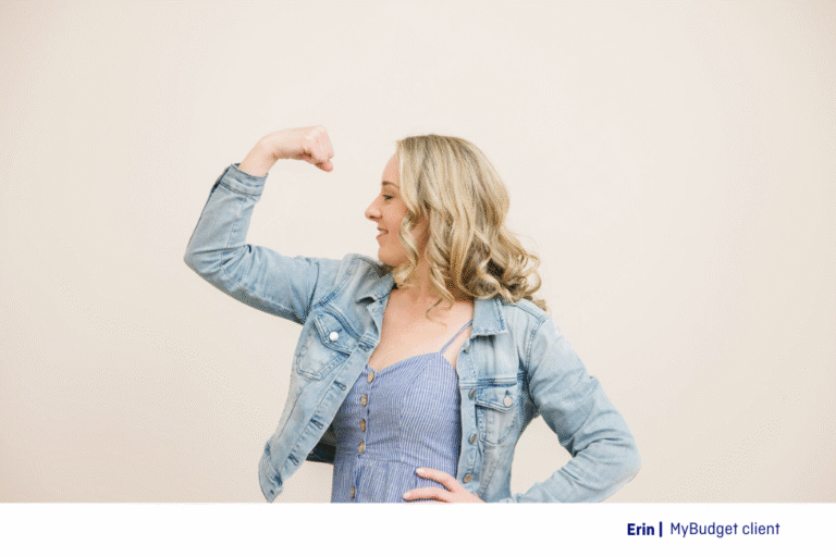 MyBudget client Erin demonstrating financial fitness after breaking the waiting for payday cycle with a personalised budget plan