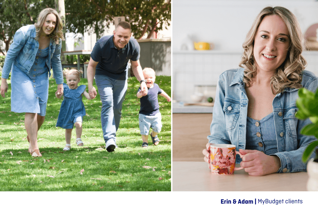 MyBudget clients, Erin & Adam, celebrating mother's day with their twins.