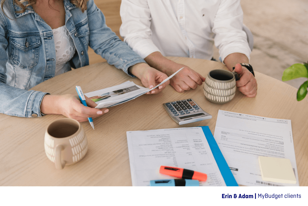 Erin & Adam, MyBudget clients maximising their tax return with the free tax return checklist.