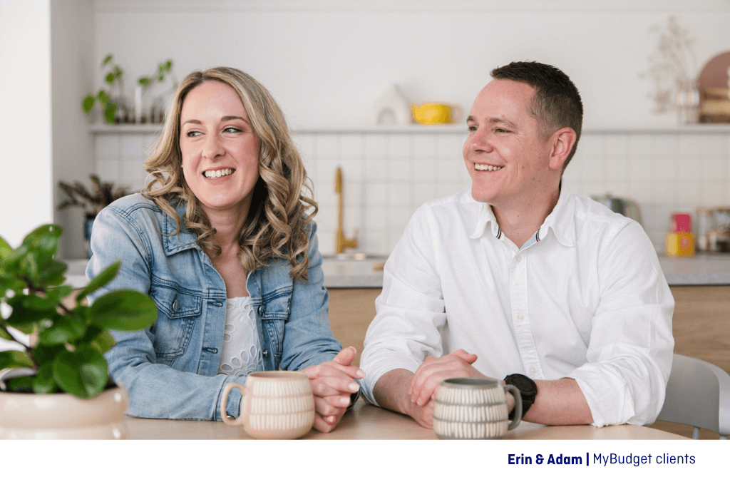 Erin and Adam, MyBudget clients save money by meal planning. They saved $70,000 for a house deposit.