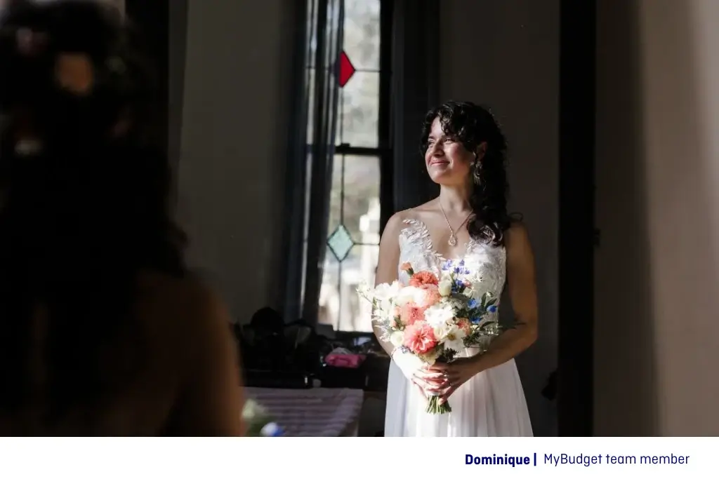 MyBudget team member shares wedding planning tips for Australian couples, including how to save on your wedding dress.