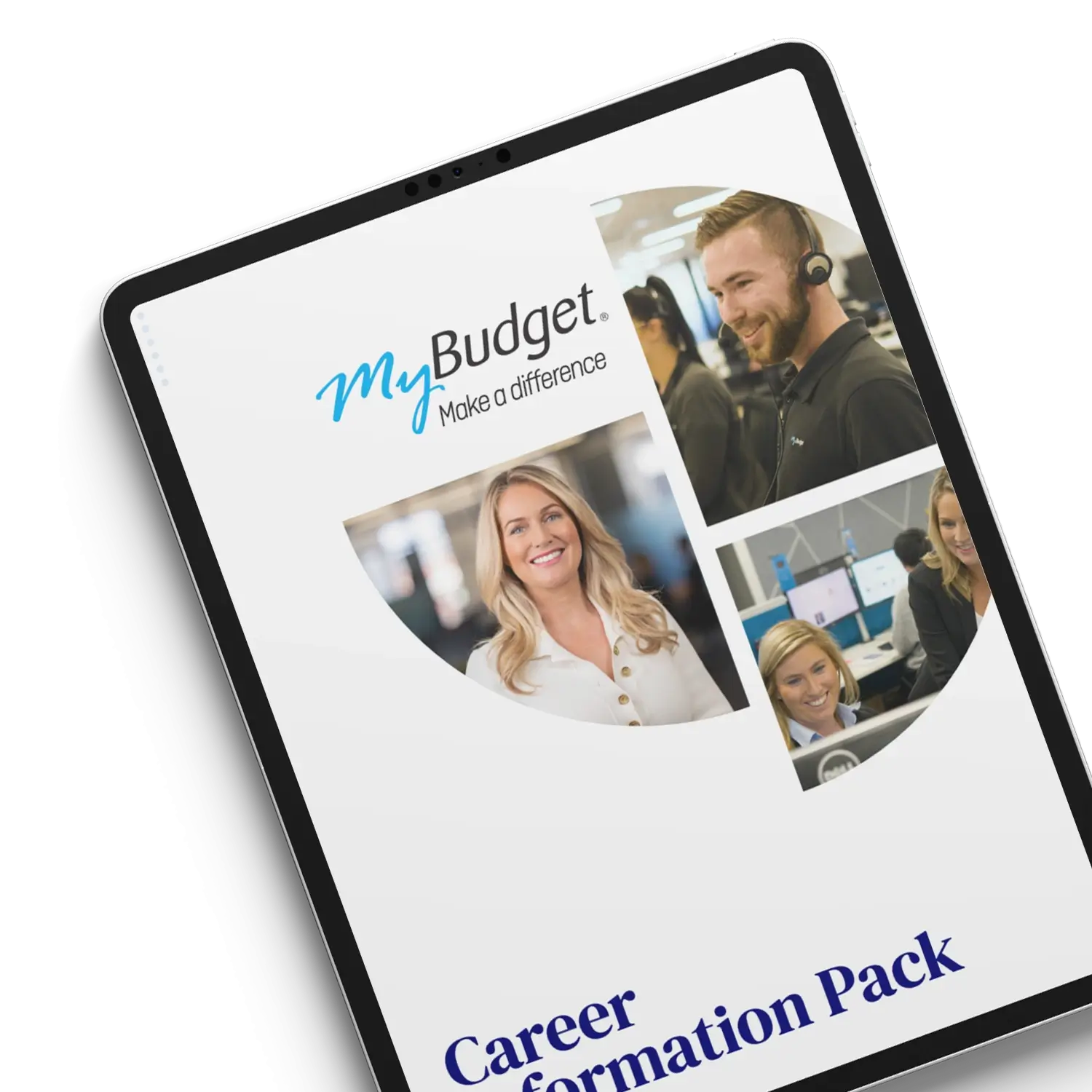 Career information pack detailing roles in MyBudget offering financial coaching and debt solutions to Australians.