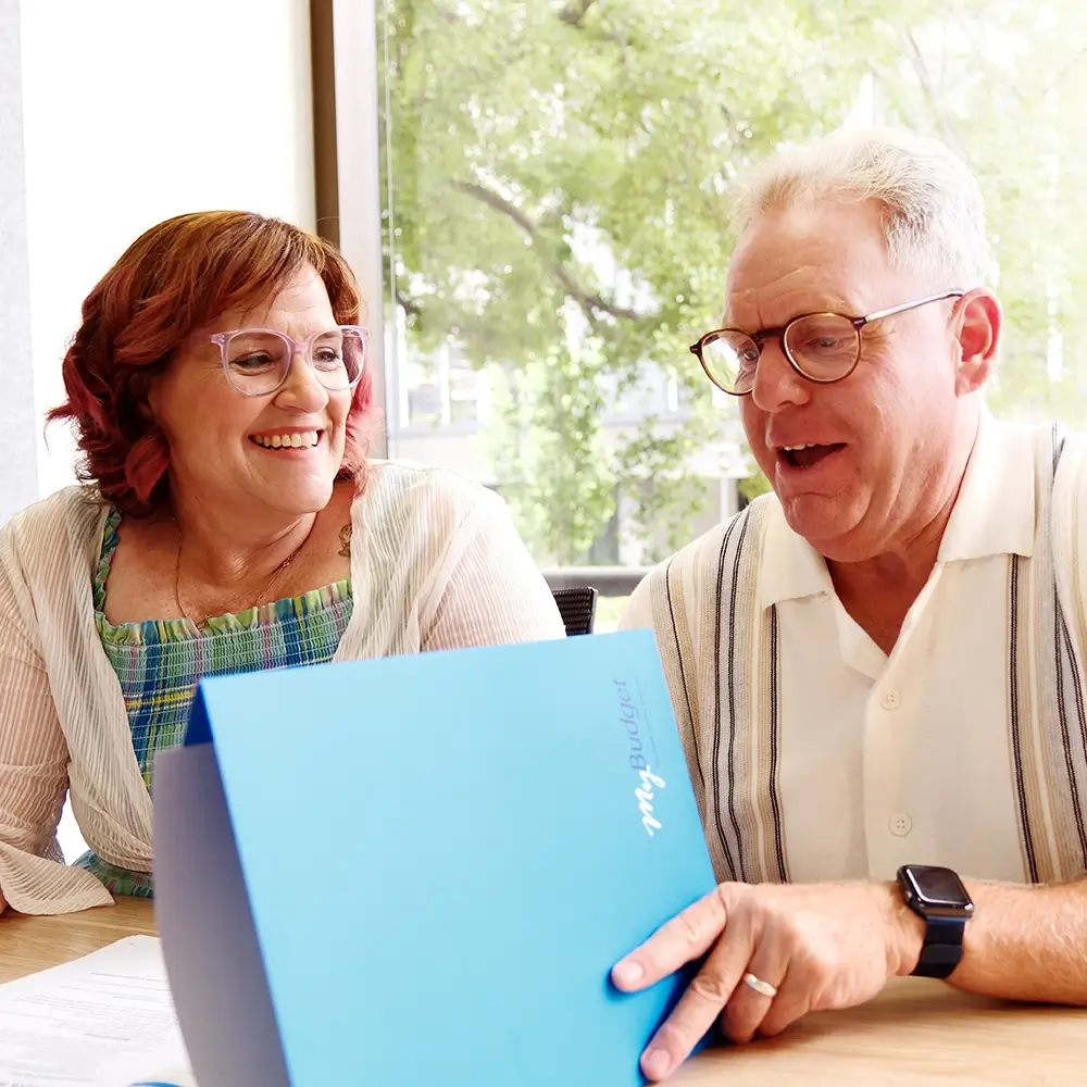 MyBudget clients Michelle and Phil attending a financial coaching and debt solutions appointment in Australia.