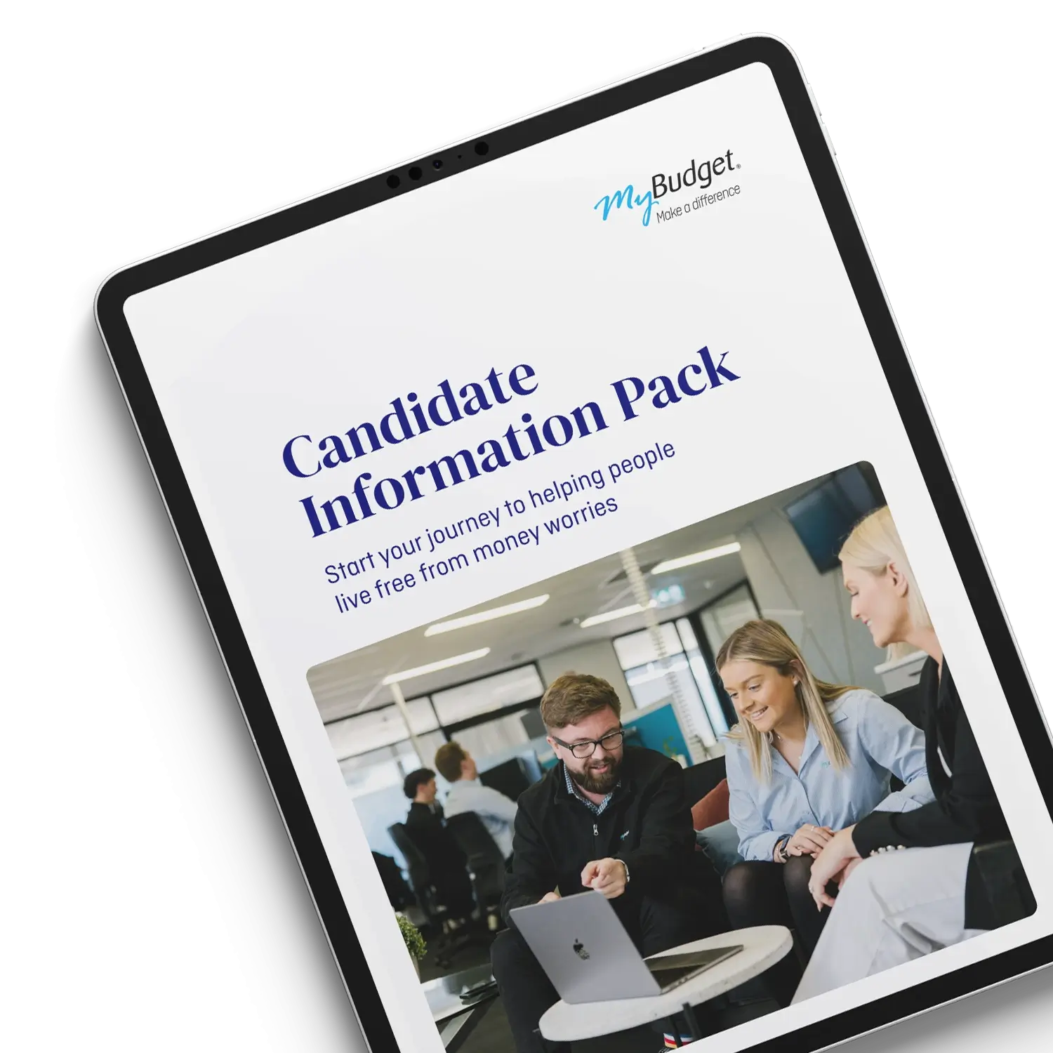 Career information pack detailing roles in MyBudget offering financial coaching and debt solutions to Australians.