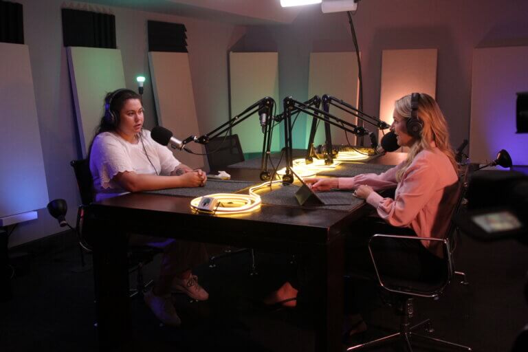 Tammy & Dana on the set of the recent MyBudget podcast MyMoney MyStory