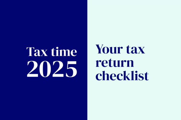 A text image announcing tax time 2025 and Your tax return checklist with MyBudget Australia.