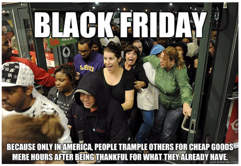 Customers frantically entering a store on Black Friday - Black Friday sales tips