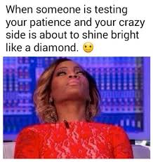 A frustrated woman wearing a red shirt meme when someone is testing your patience and your crazy side is about to shine bright like a diamond