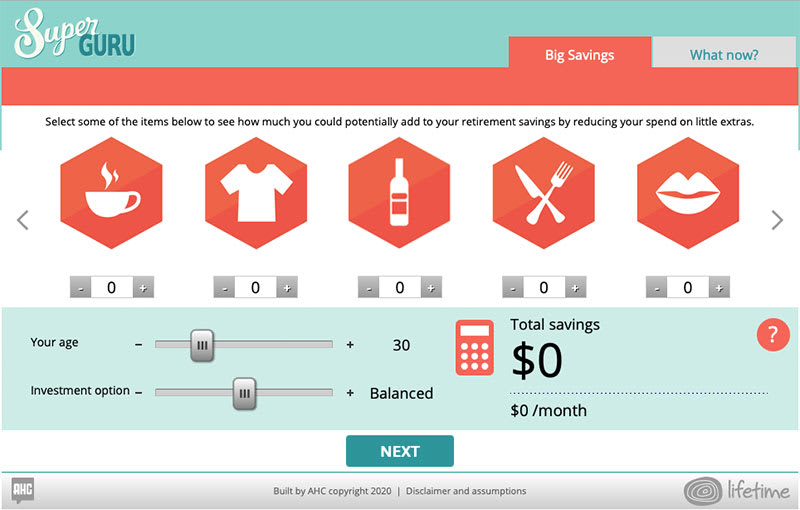 Super guru big savings calculator screenshot.