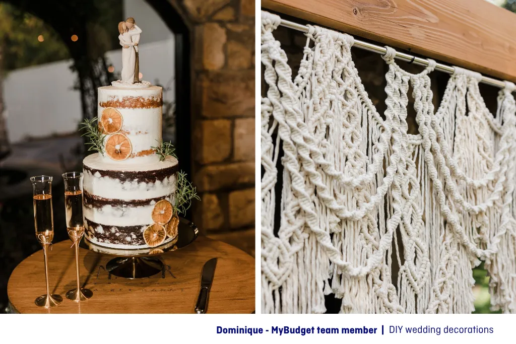 MyBudget team member shares wedding planning tips for Australian couples, like using DIY macrame for decor and homemade wedding cakes.
